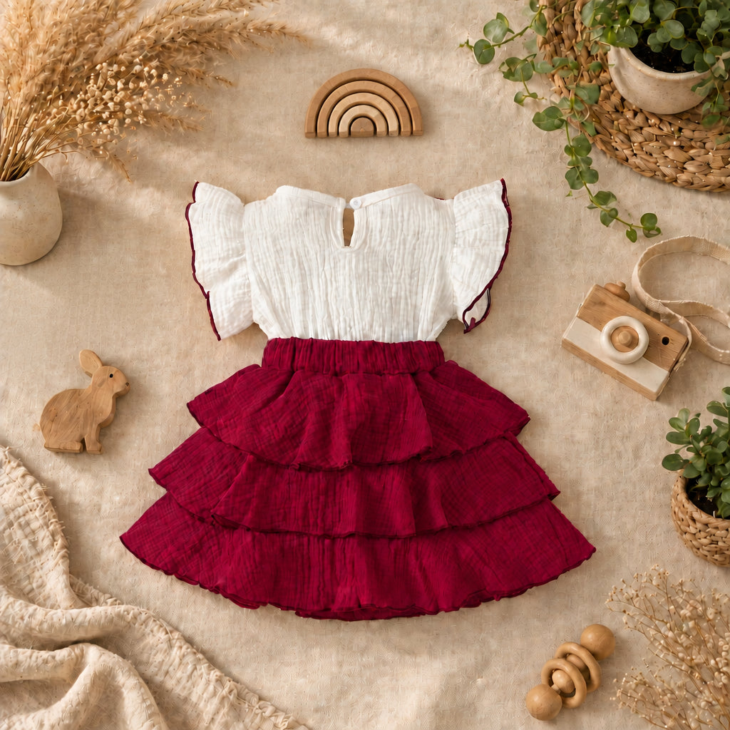 Claret Bow & Ruffle Dress – alternate view 2