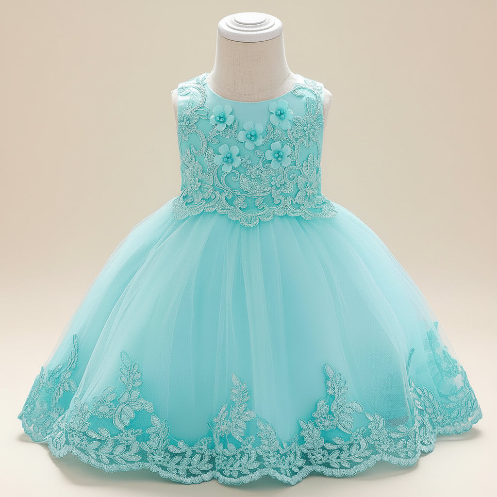 Petite Blossom Tulle Dress – Green
