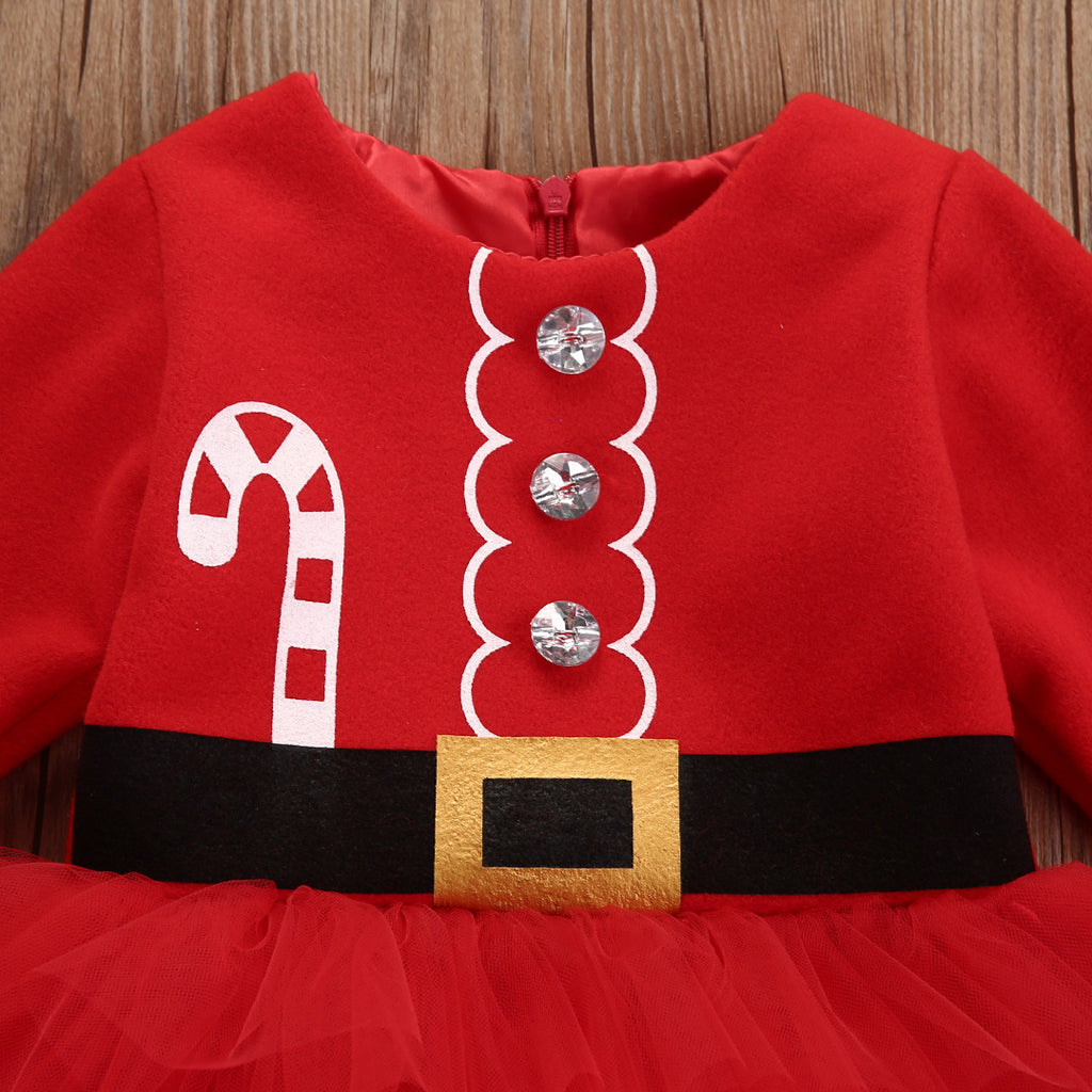 Festive Candy Cane Tulle Dress – Red – view 2