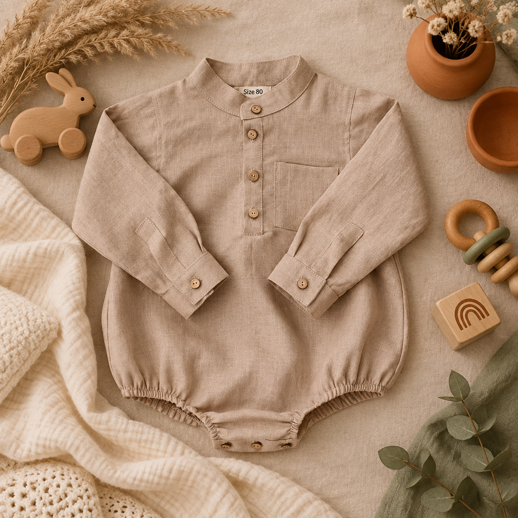Earthbound Hooded Romper – Beige