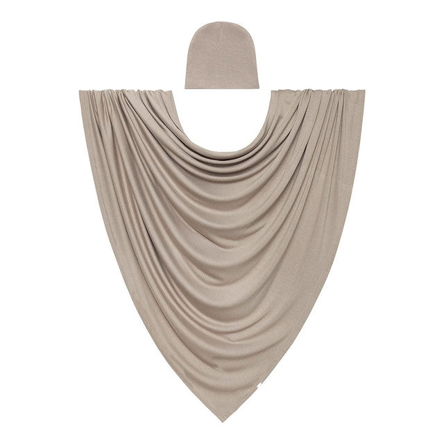 Newborn Cotton Wrap & Matching Accessory – Camel B