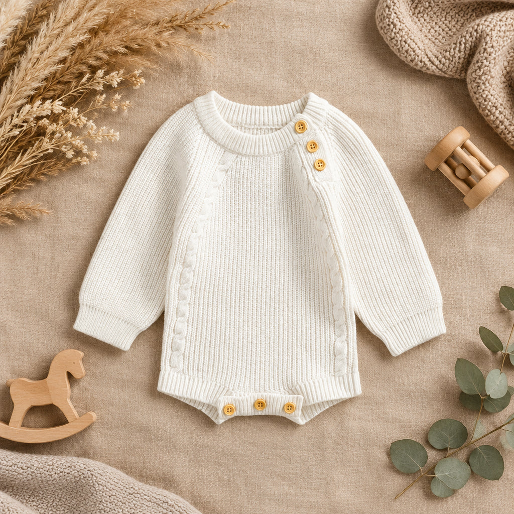 Earth & Ember Knit Bodysuit – White