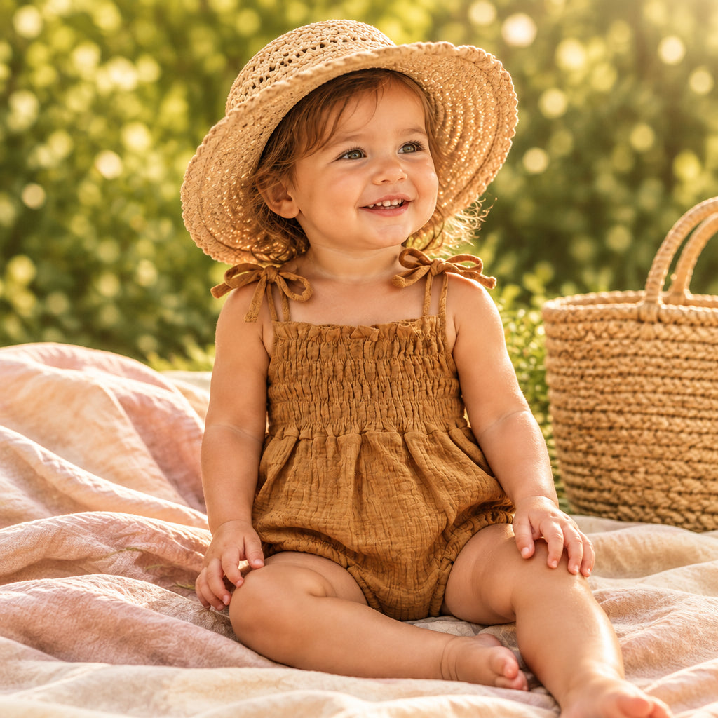 Summer Love Shoulder-Tie Romper – Orange