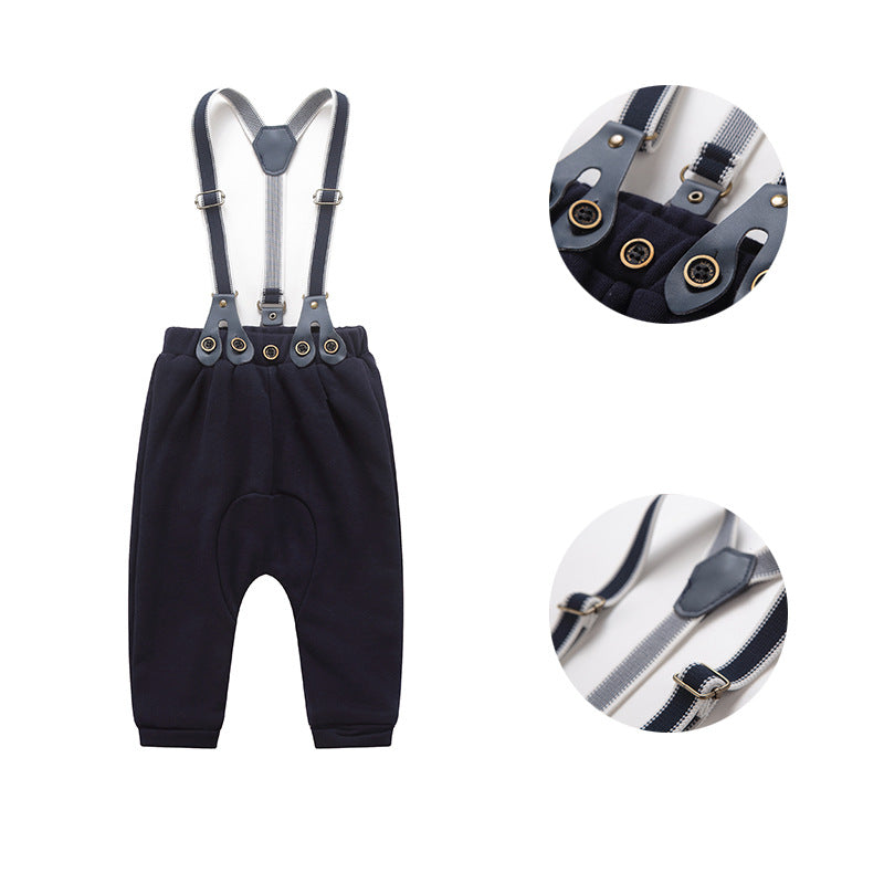 Little Beau Button Romper – Blue – view 3
