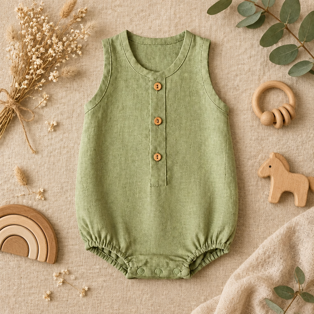 Earthy Essentials Baby Romper – Sage Green