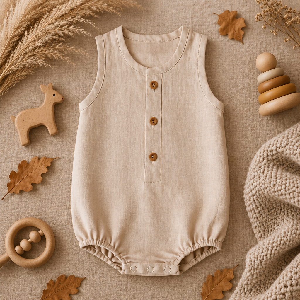 Earthy Essentials Baby Romper – Beige