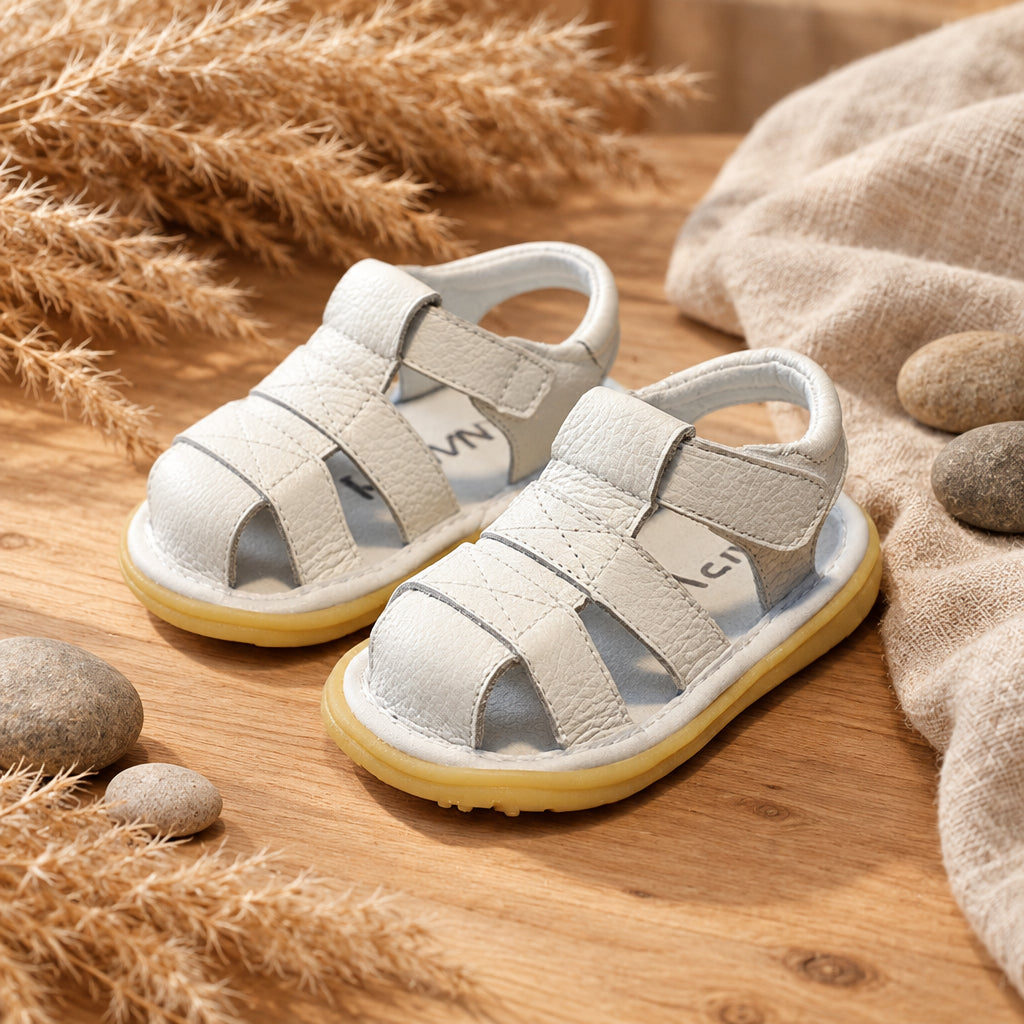 Tiny Wanderer Leather Sandals – White