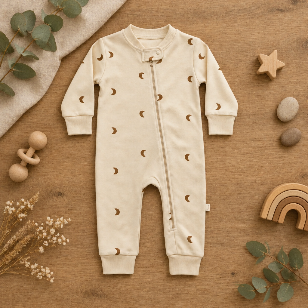Natural Hue Cotton Romper – Moon