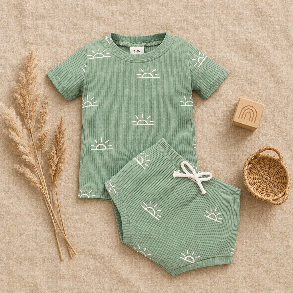 Sunny Sprout Romper Set – Green