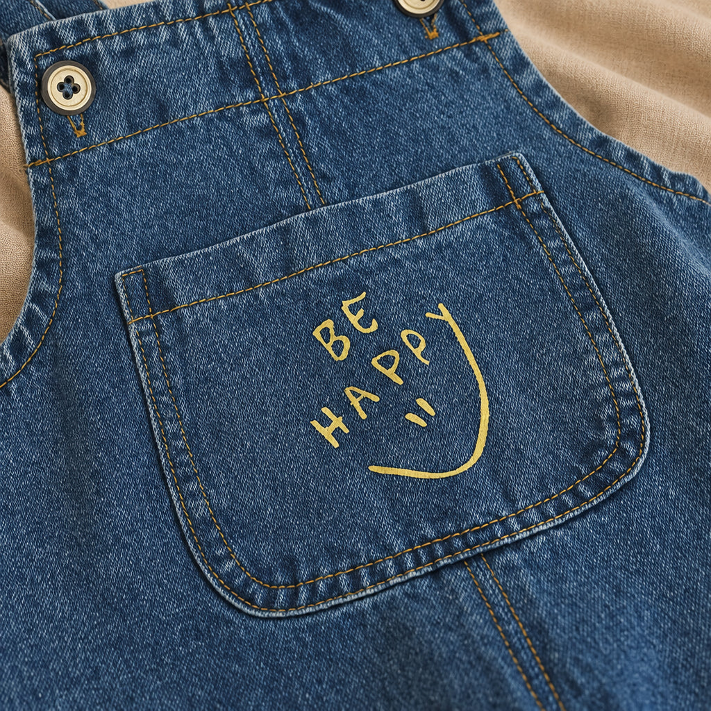 Happy Vibes Denim Overalls – Blue – view 2