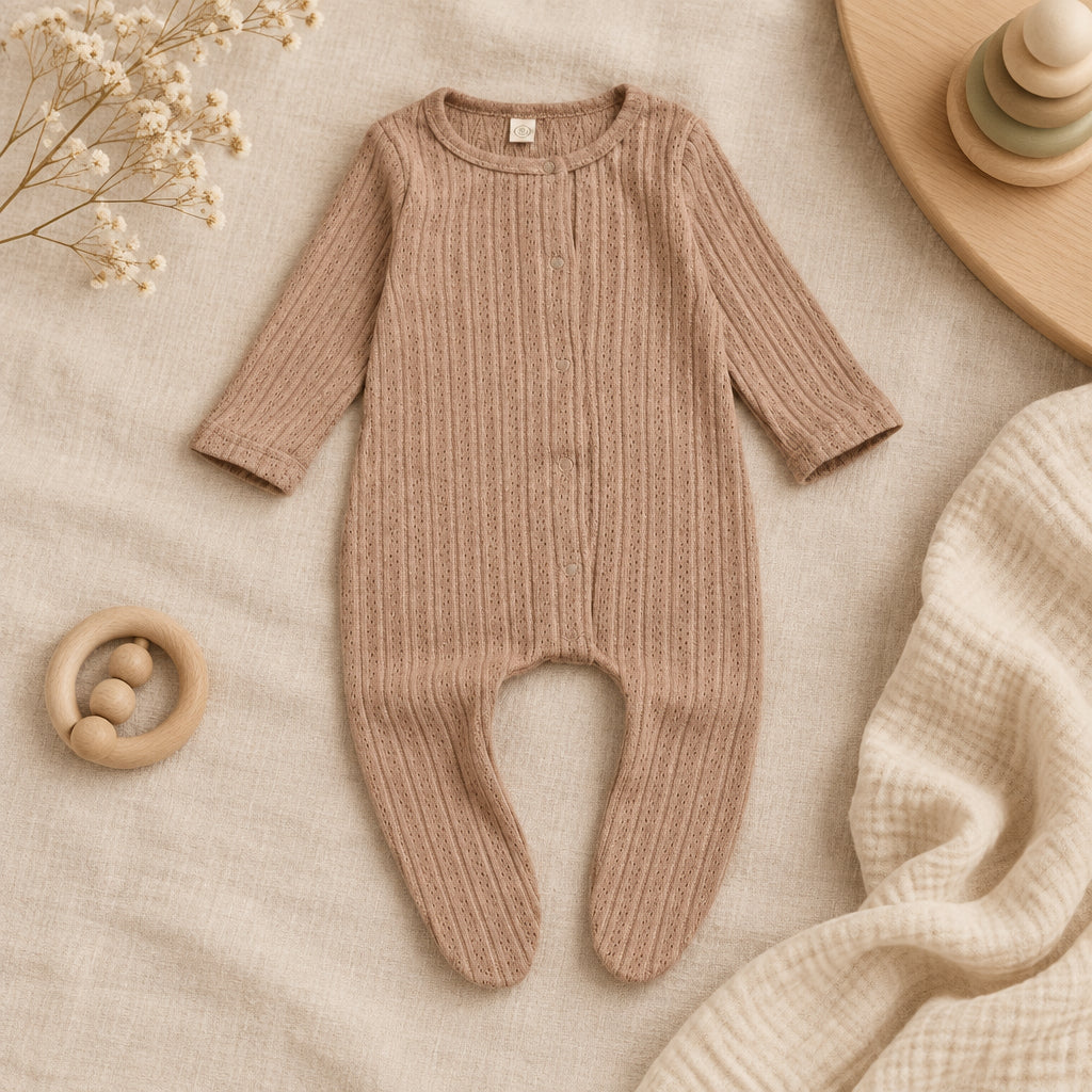 Everyday Cotton Baby Romper – Brown