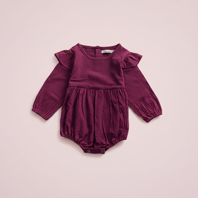 Purple Frill Baby Bodysuit – Purple red – alternate view