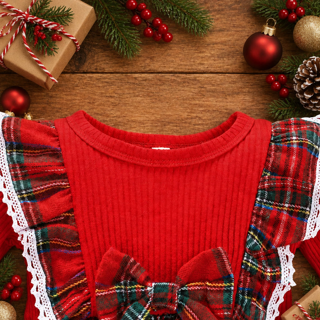 Festive Plaid Baby Dress – alternate view 2