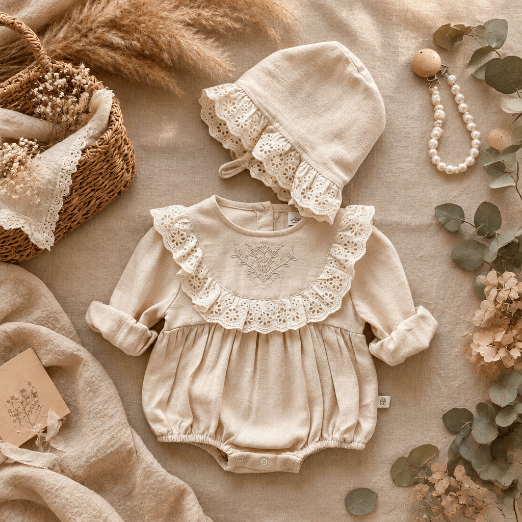 Vintage Lace Romper & Bonnet – alternate view 2