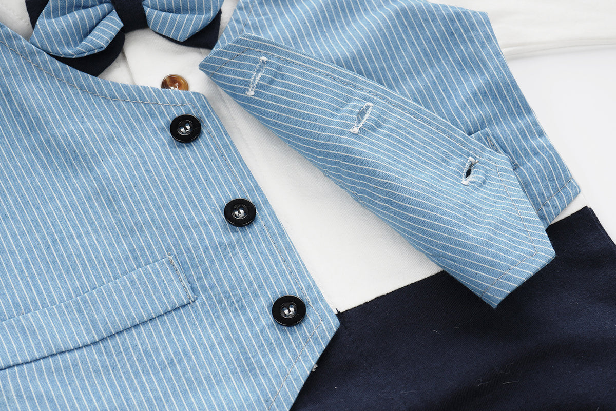 Little Mister Vest & Tie Bodysuit – Blue – view 5
