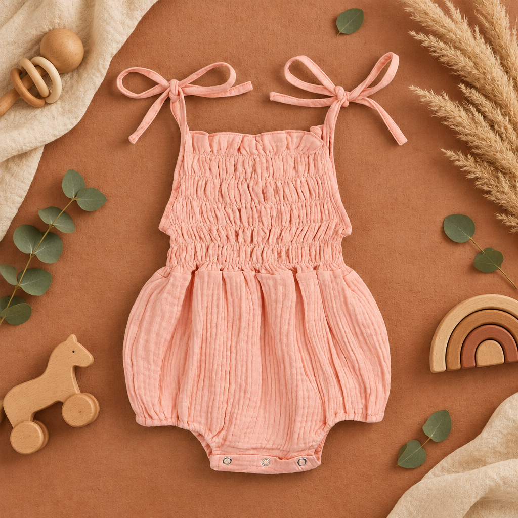 Summer Love Shoulder-Tie Romper – Pink