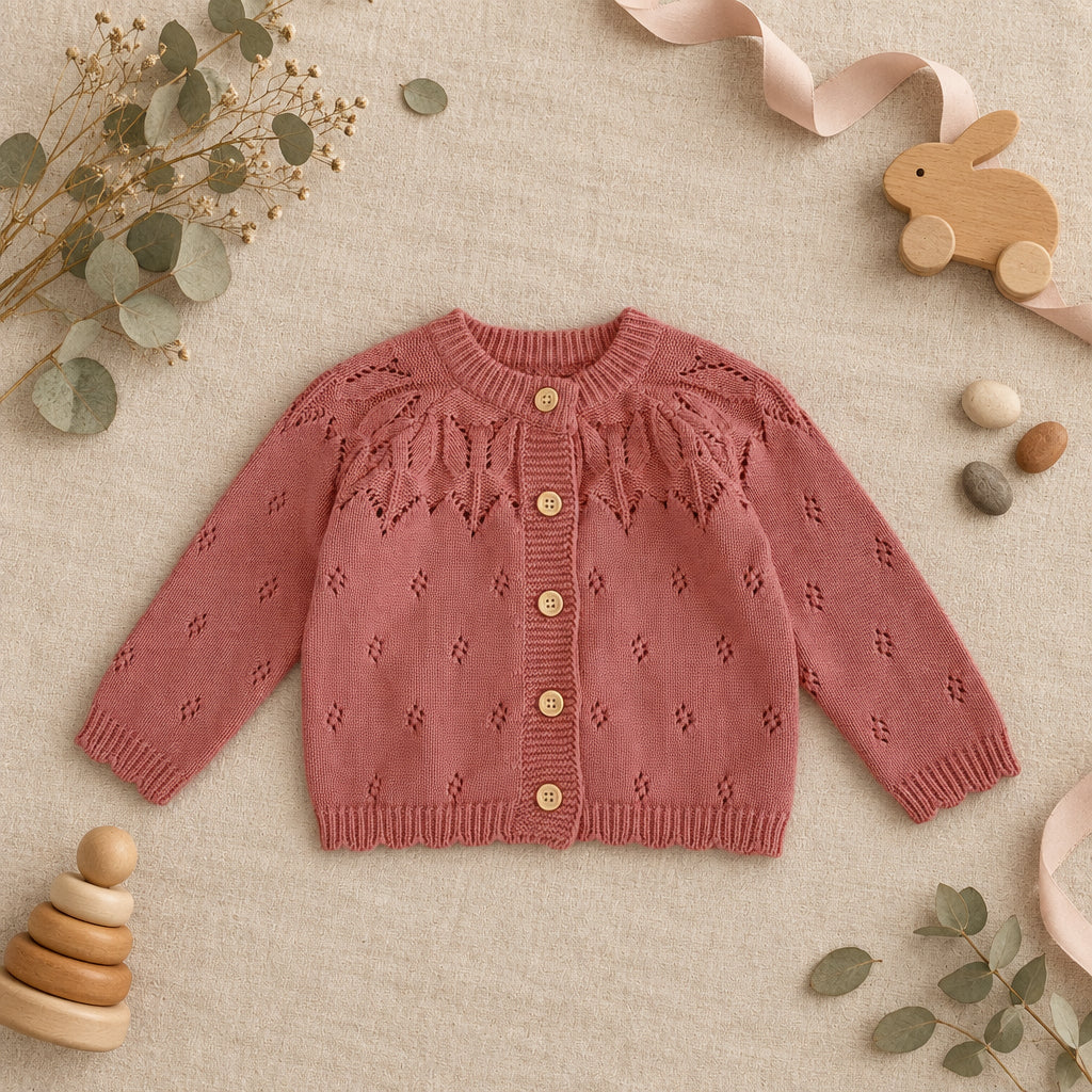 Daisy Lane Embroidered Cardigan – Dark Pink