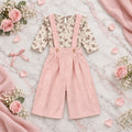 The Rosie Posy Set – floral top and pink suspender pants, front view