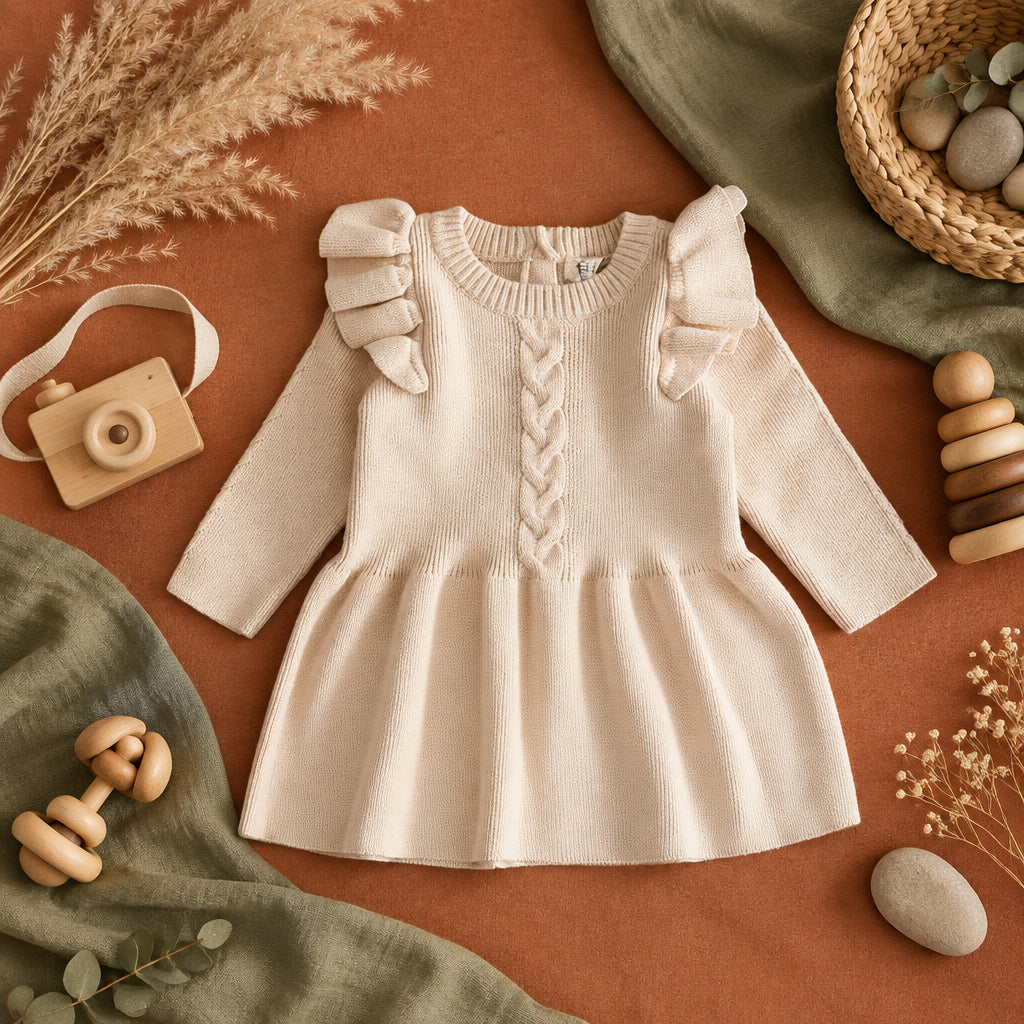 Heirloom Knit Ruffle Dress – Apricot