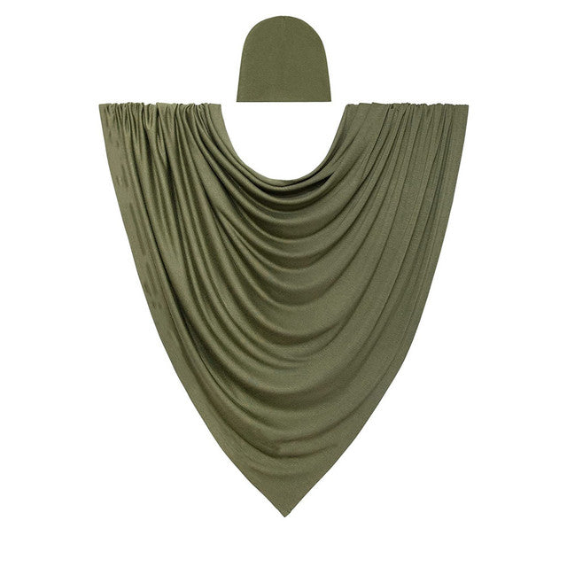 Newborn Cotton Wrap & Matching Accessory – Green B