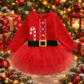 Festive Candy Cane Tulle Dress – Red