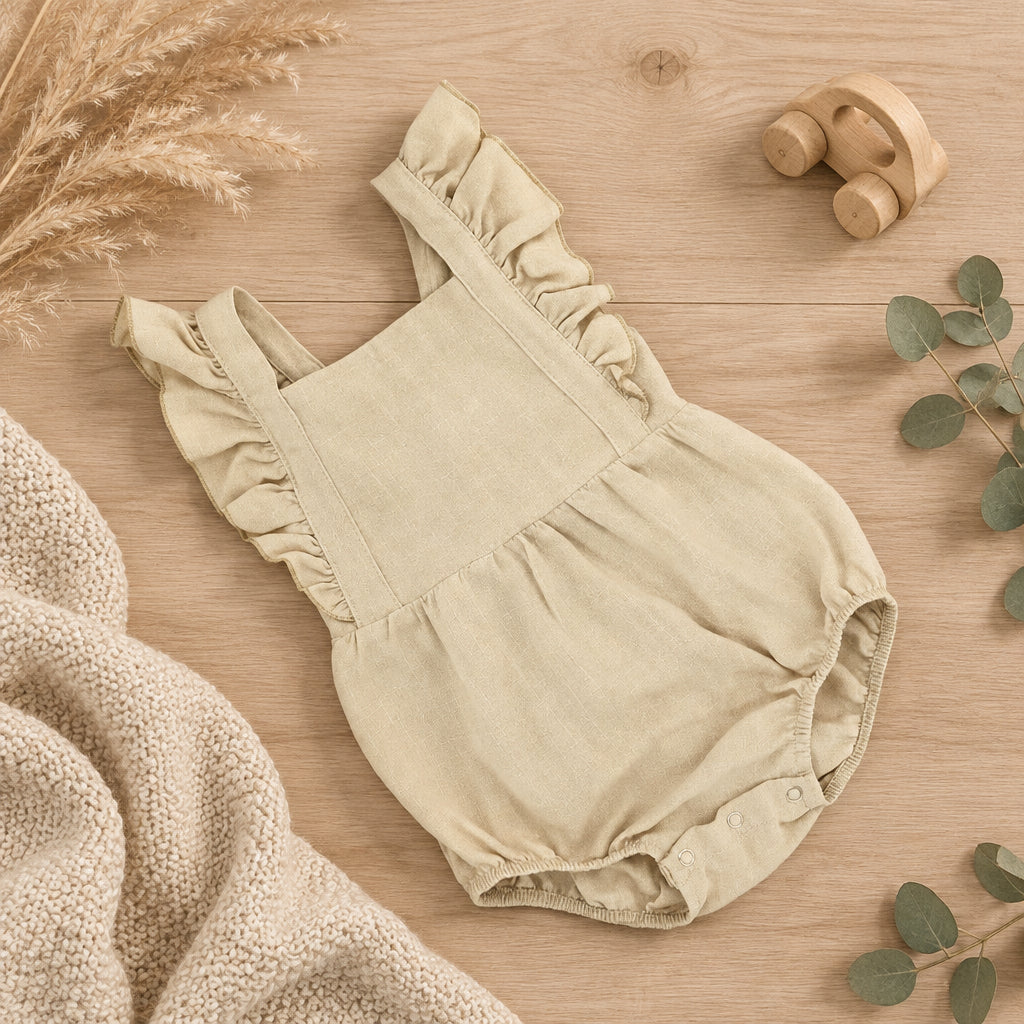 Sienna Ruffle Linen Bodysuit – Yellow