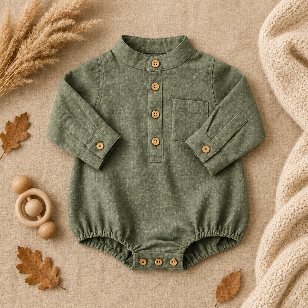 Earthbound Hooded Romper – Green