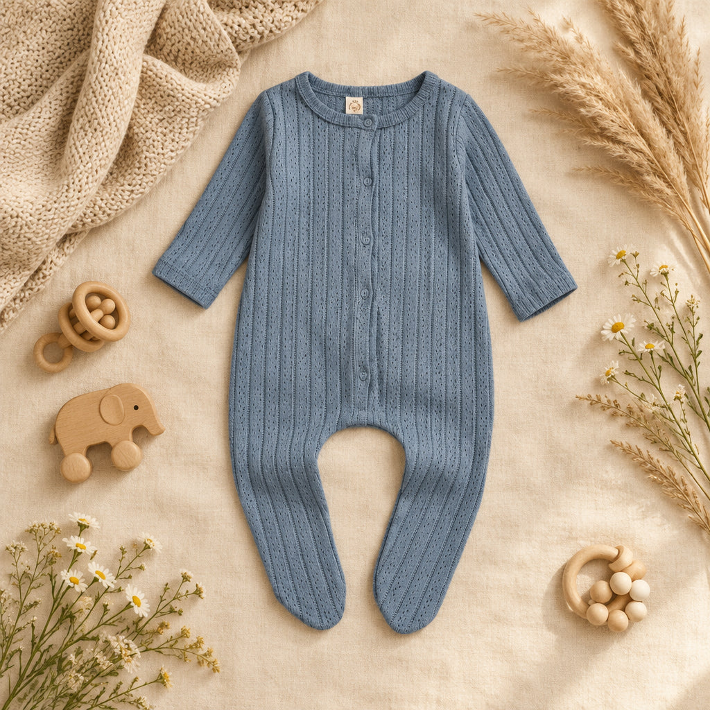 Everyday Cotton Baby Romper – Blue