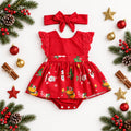 Santa Baby Christmas Romper & Headband – Red – alternate view