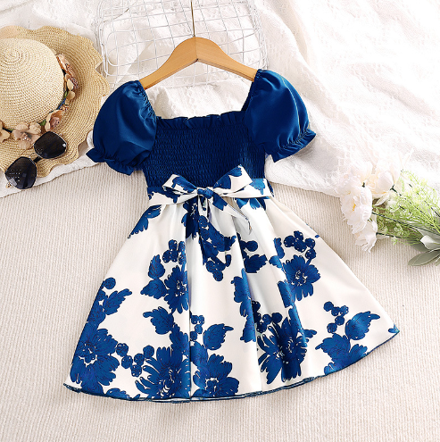 Garden Party Floral Dress – Blue