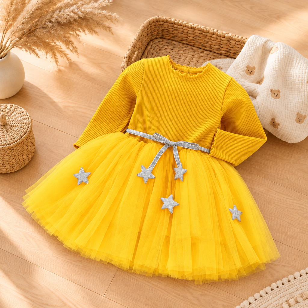 Twinkle Star Knit Dress – Yellow