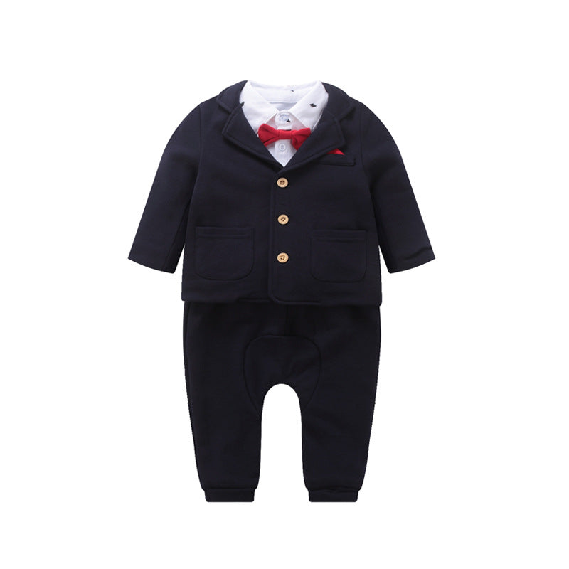 Little Beau Button Romper – Blue – alternate view