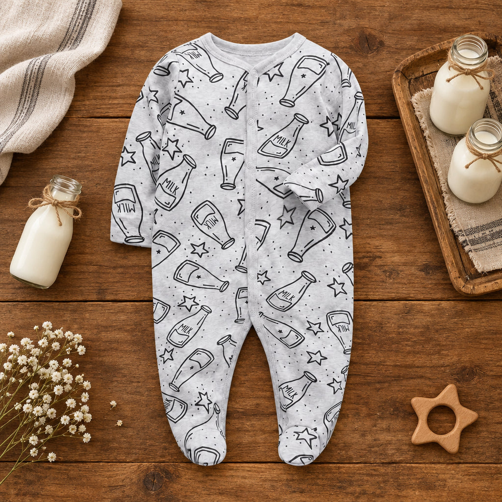 Boys Printed Cotton Romper – 2 style | Milk Bottle