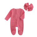 Ruffled Striped Holiday Romper – Christmas Red – view 2