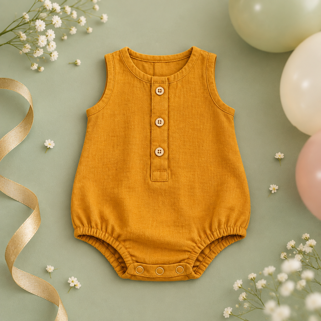 Earthy Essentials Baby Romper – Mustard Yellow