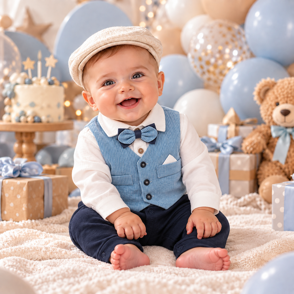 Little Mister Vest & Tie Bodysuit – Blue