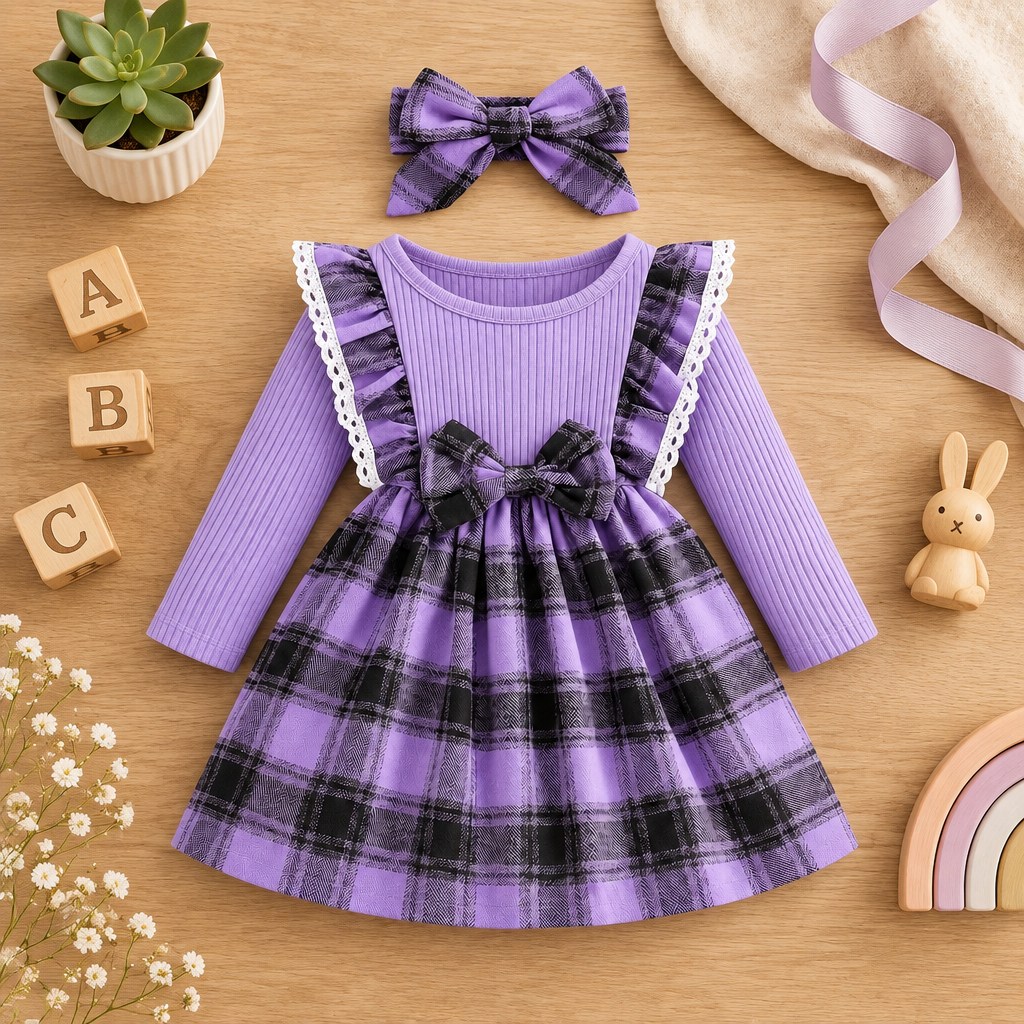 Festive Plaid Baby Dress – alternate view 6