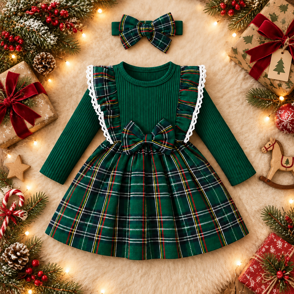 Festive Plaid Baby Dress – alternate view 5