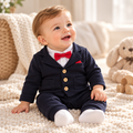 Little Beau Button Romper – Blue