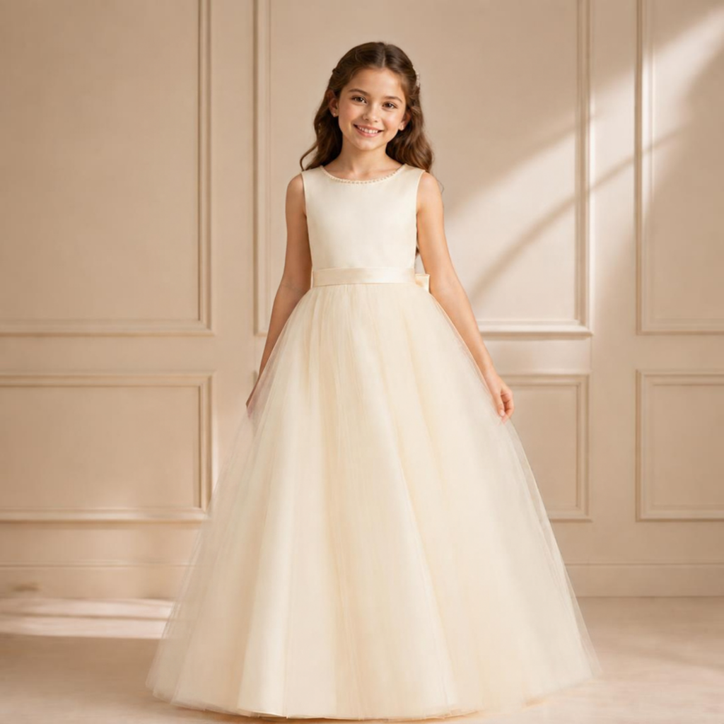 Pearl Satin & Tulle Ball Gown