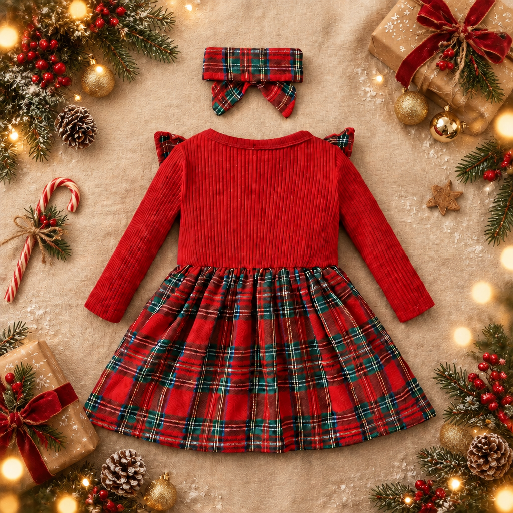 Festive Plaid Baby Dress – alternate view 1