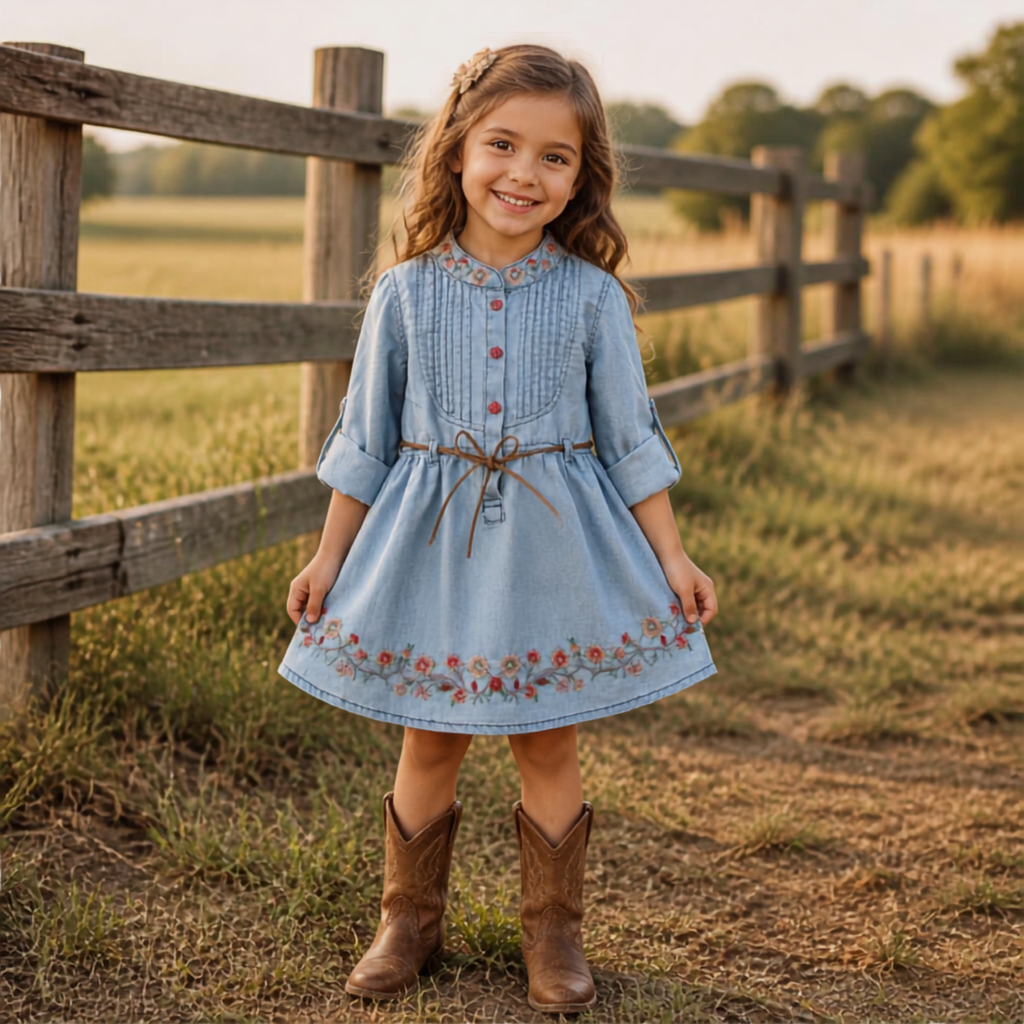 Outback Denim Stitch Dress – Blue