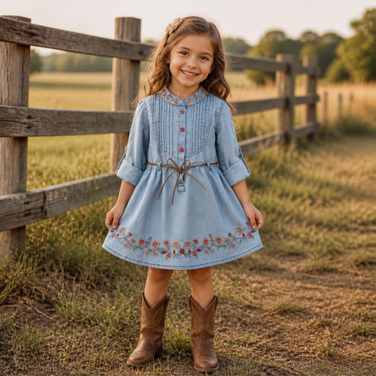 Outback Denim Stitch Dress – Blue