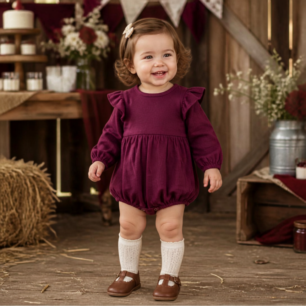 Purple Frill Baby Bodysuit – Purple red