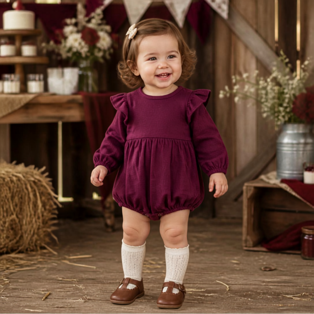 Purple Frill Baby Bodysuit – Purple red