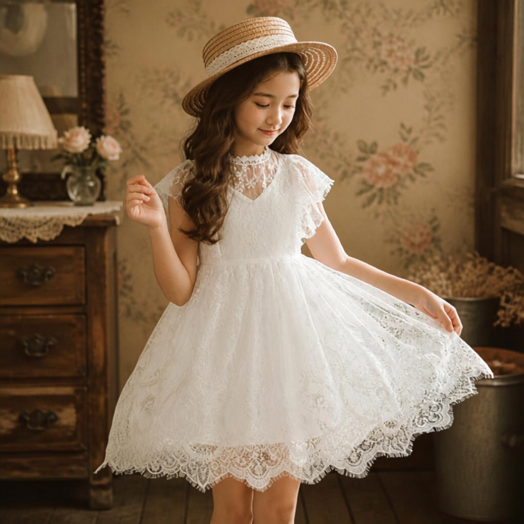 Timeless Lace Heritage Dress – white – alternate view