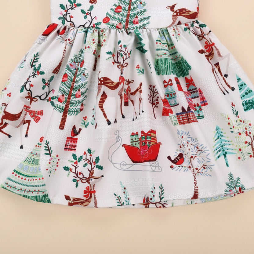 Miss Reindeer Christmas Dress – White – view 3