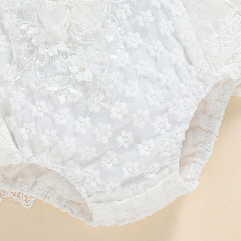 Angel Lace Baby Romper – White – view 4