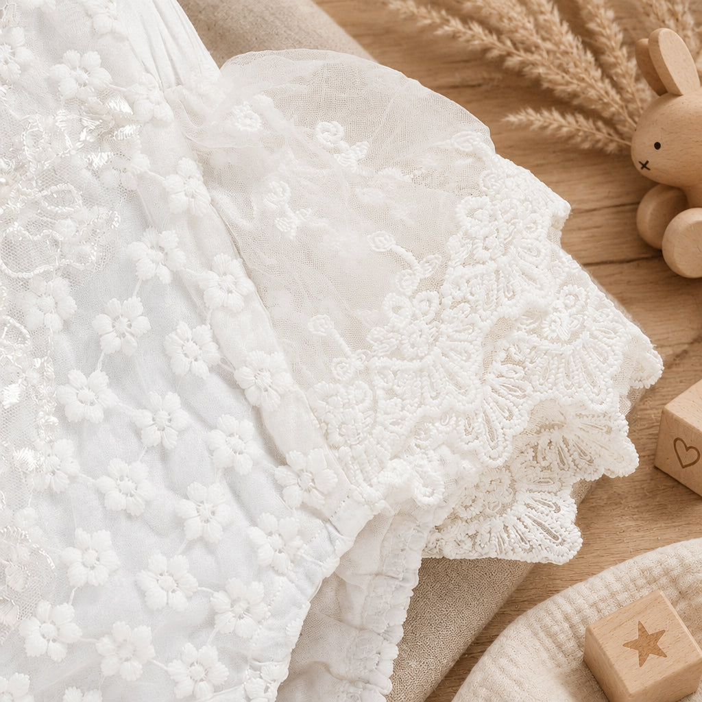Angel Lace Baby Romper – White – view 3