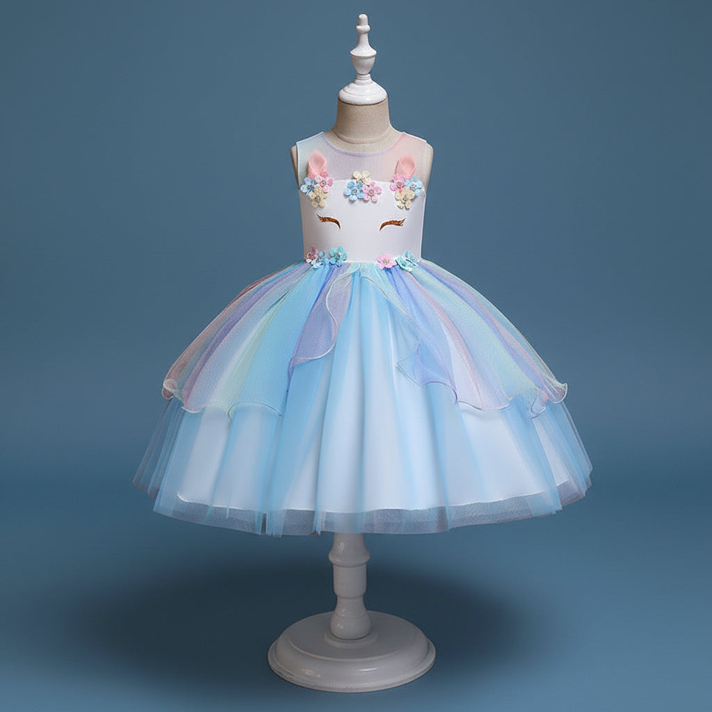 Unicorn Bloom Tulle Dress – Blue